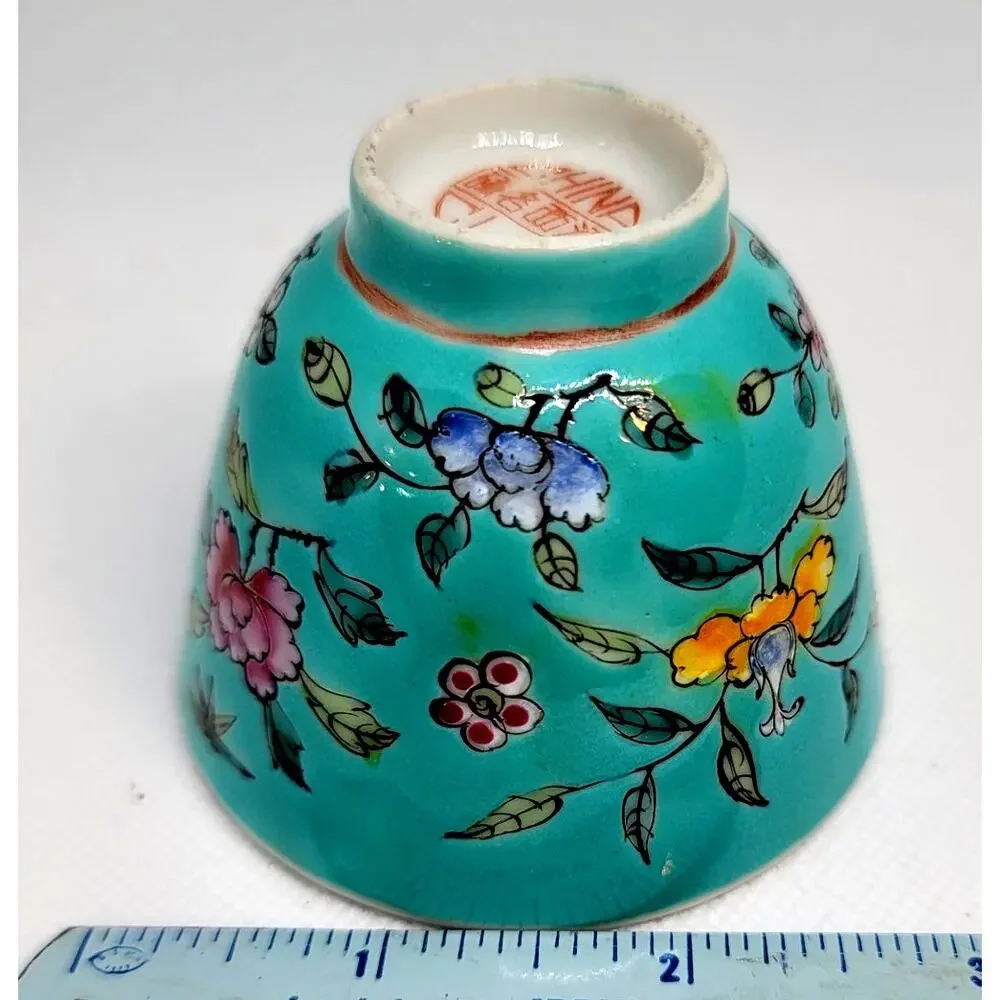 Chinese Turquoise Porcelain Bowl Famille Rose Jiangxi Province Qing Dynasty